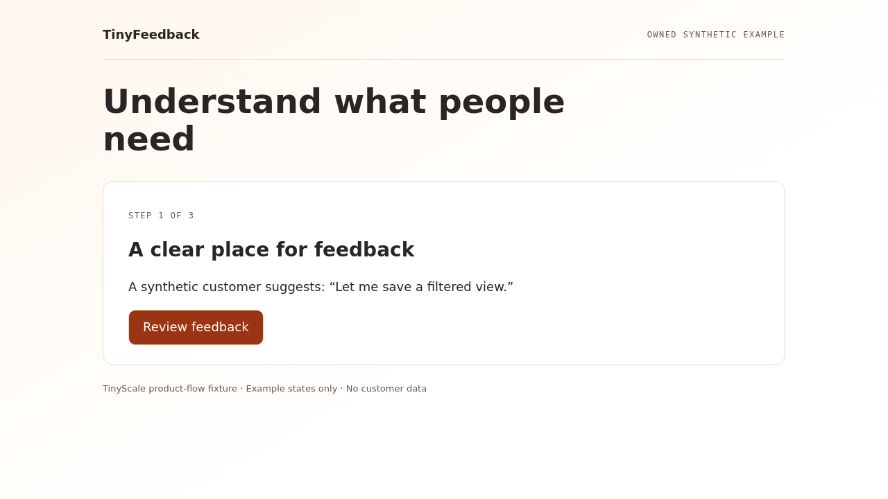 TinyFeedback synthetic example: A clear place for feedback